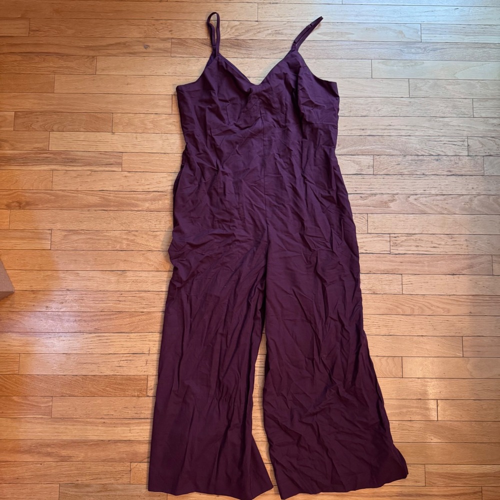 A New Day Womens XL Sleeveless Wide Leg Jumpsuit Mauve Wine Purple NWT - Picture 2 of 9